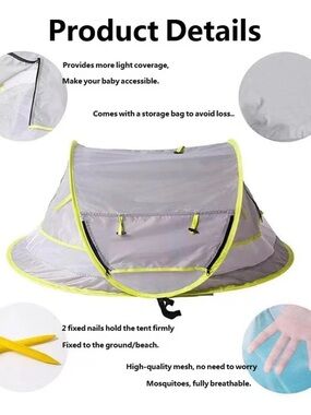 Overcrest montain born Gray Pop-Up Baby Travel Tent with foldable with storage